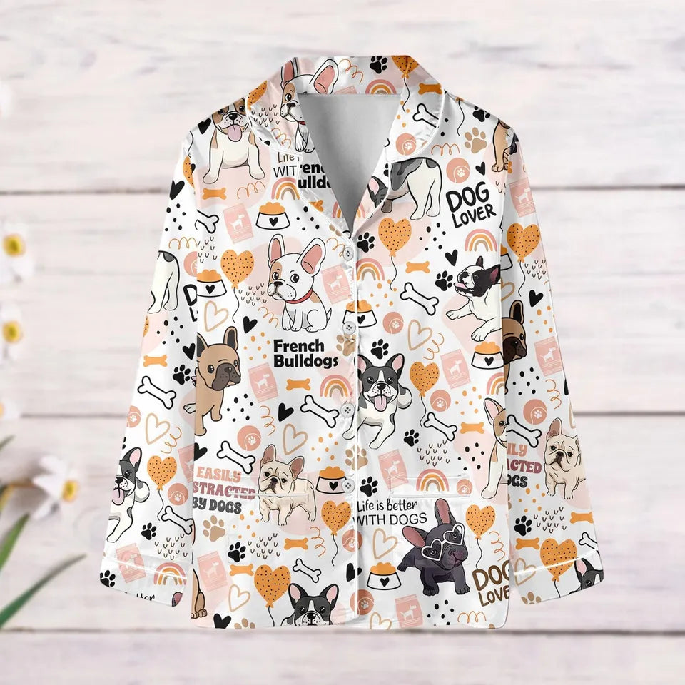 French Bulldog Dog Pajamas Set, Cute Bulldog Pjs, Frenchie Lovers Holiday Pajamas, Dog Pet Mom Pjs, Gift For Dog Lovers, Animal Pjs