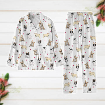 French Bulldog Pajamas Set, Dog Mom Long Sleeve Pajamas Set