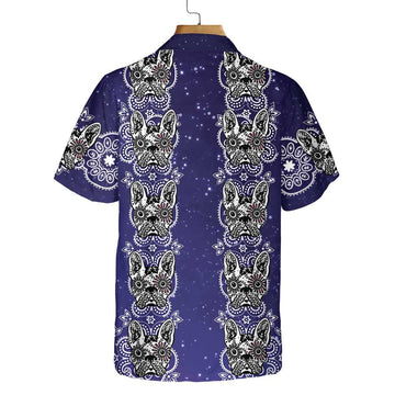 French Bulldog Sugar Skull Hawaiian Shirt, Mexican Style Bulldog Shirt, Gift For French Bulldog Lovers