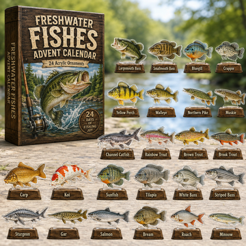 Freshwater Fishing Species Advent Calendar 2026 24 Day Festive Countdown Acrylic Charms Blind Box Gift For Fishing Lovers