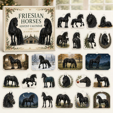 Friesian Horse Advent Calendar 2026 - 24-Day Countdown, Acrylic Charms