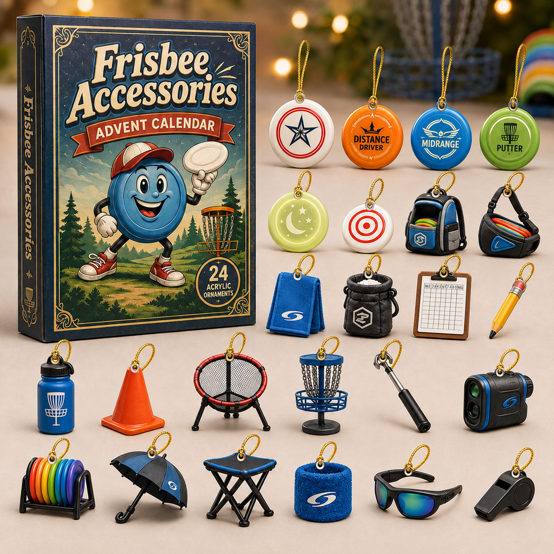 Frisbee Accessories Advent Calendar 2026 24 Day Festive Countdown Acrylic Charms Blind Box Gift For Frisbee Lovers