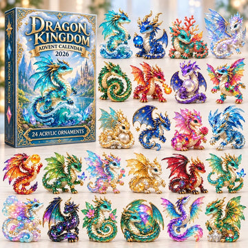Frosted Dragon Kingdom Advent Calendar 2026 - 24-Day Countdown, Acrylic Charms