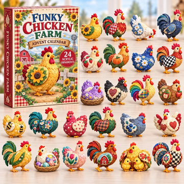 Funky Chicken Farm advent calendar 2026 - 24-Day Countdown, Acrylic Charms