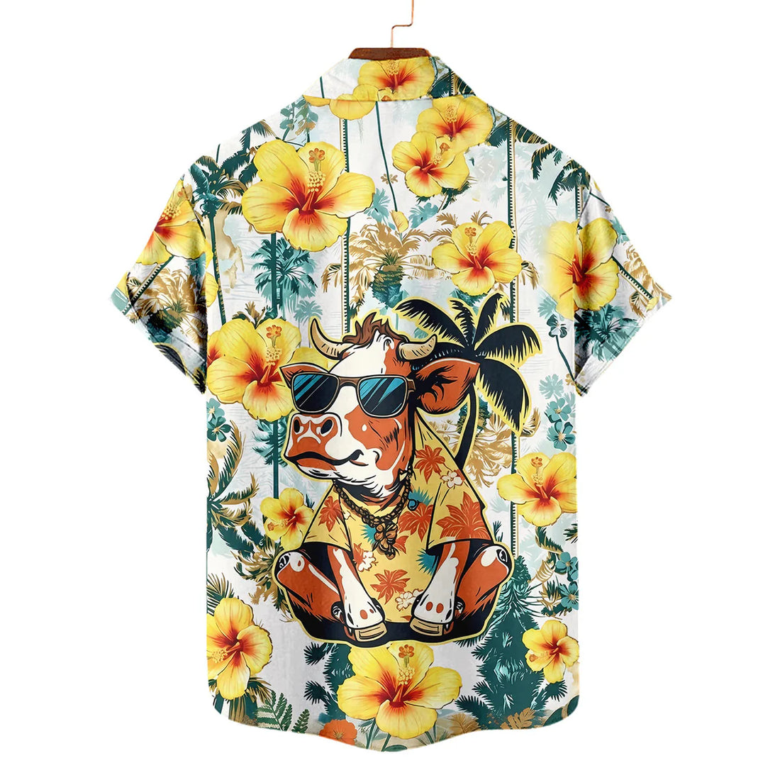 Funny Cow Hawaiian Shirt – Cool Cow Wearing Sunglasses Tropical Hibiscus Aloha