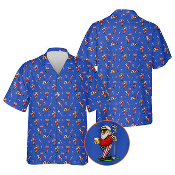 Funny Old Man USA Flag Golf Blue Hawaiian Shirt For Men, Funny 4th Of July Golf Hawaiian Shirts HE0443