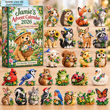 Garden Animal Friends advent calendar 2026 - 24-Day Countdown, Acrylic Charms