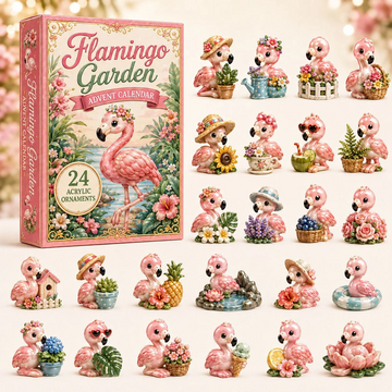 Garden Flamingo Advent Calendar 2026 - 24-Day Countdown, Acrylic Charms Every Day Bring New Suprises