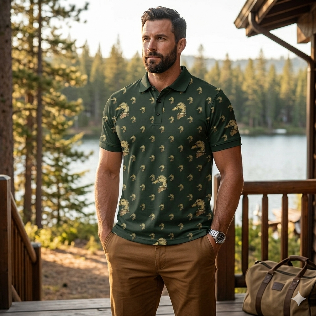 Mallard Duck Polo Shirt Hunter Dad Father's Day Gift VA1101