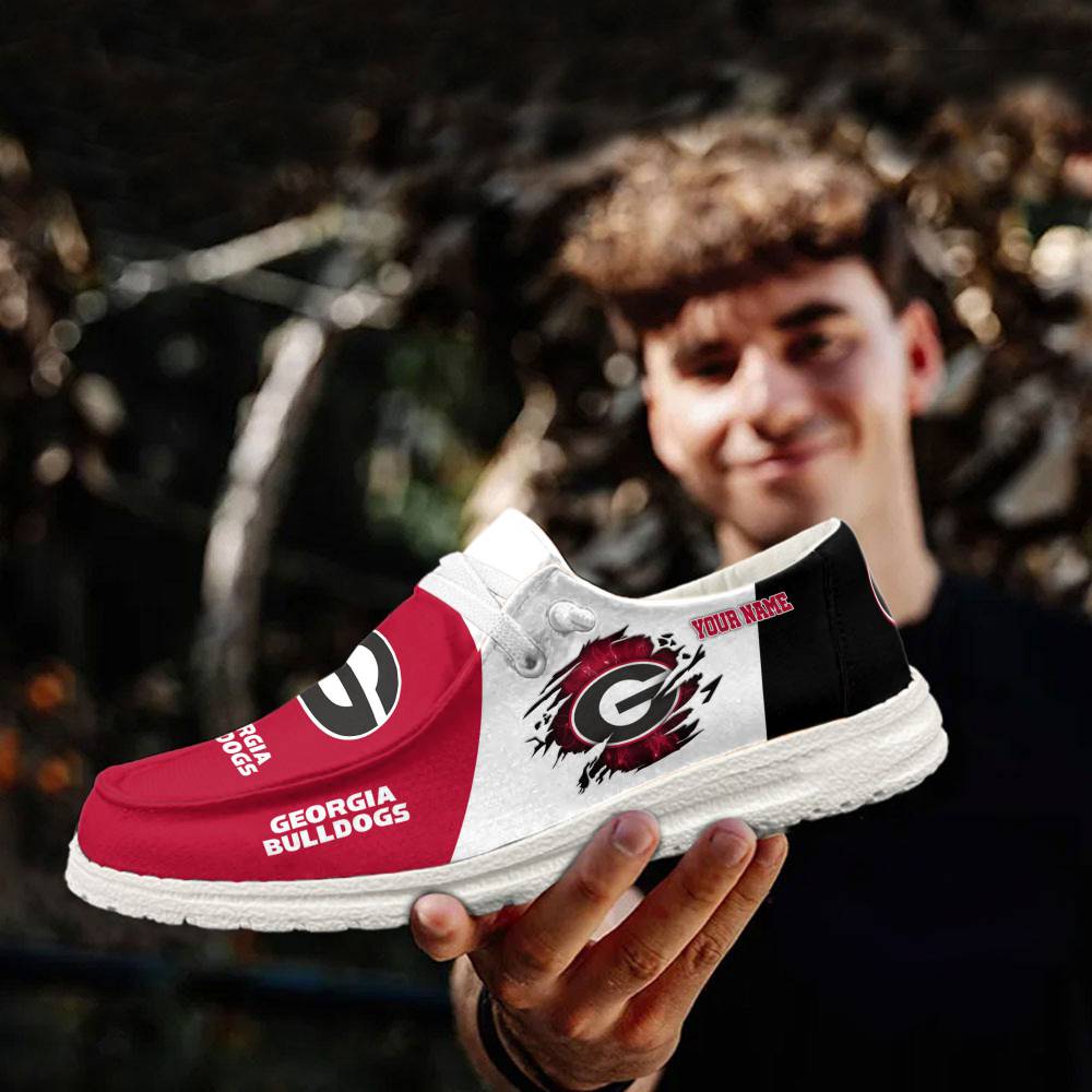 Georgia Bulldogs Hey Dude Shoes, NCAA Shoes, White Hey Dudes - Ingenious Gifts Your Whole Family