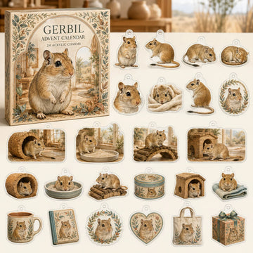Gerbil Advent Calendar 2026 - 24-Day Countdown, Acrylic Charms
