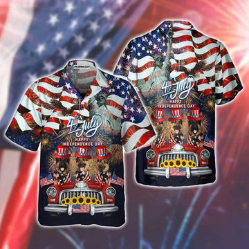 German Shepherd Aloha Hawaiian Shirts For Summer, American Independence Day Is Coming Hawaiian Shirt For Men Women, Fourth Of July Gift For Dog Lovers