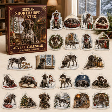 German Shorthaired Pointer Winter Advent Calendar 2026 - 24-Day Countdown, Acrylic Charms
