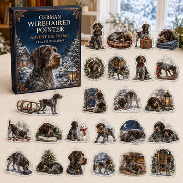 German Wirehaired Pointer Winter Advent Calendar 2026 - 24-Day Countdown, Acrylic Charms