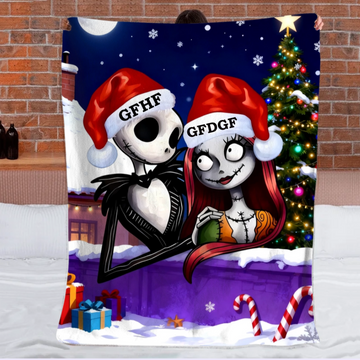 Ghost Couple Customized Blanket - Personalized Names Flannel Blanket - Gift for Couple, HimHer