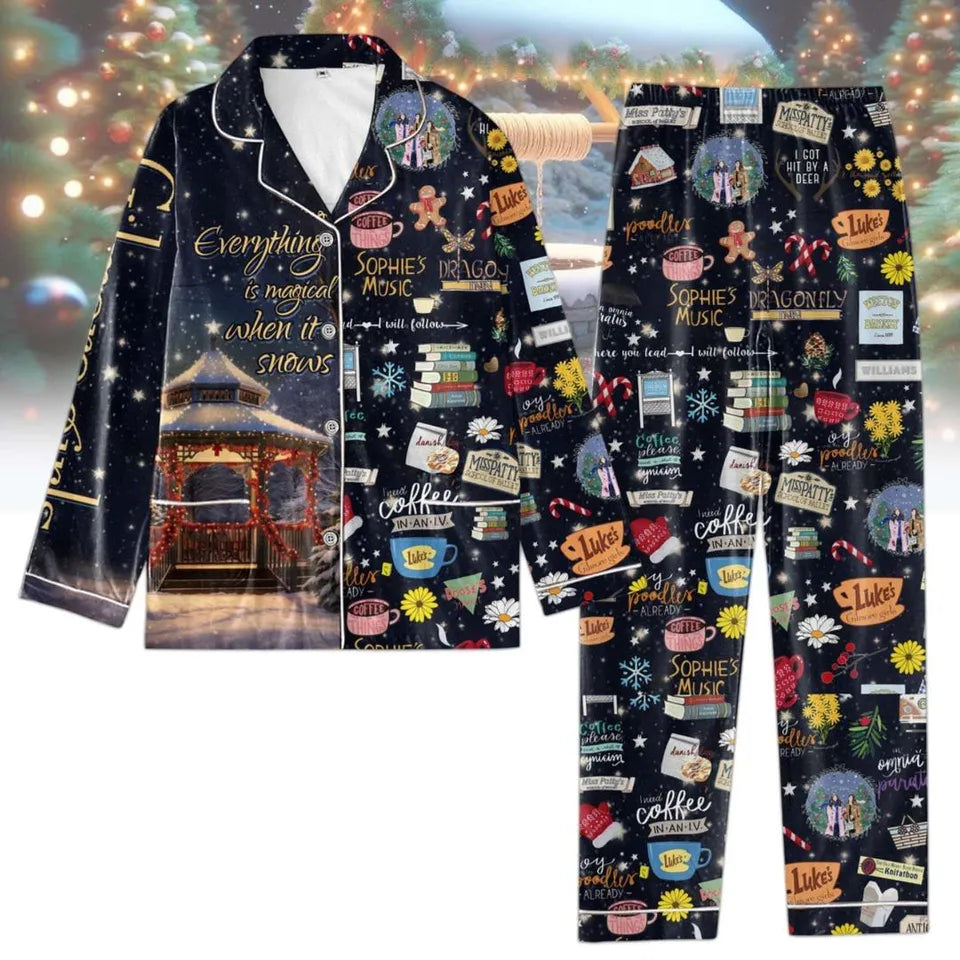 Gilmore Girls Christmas Pajamas Set, Lukes Coffee Holiday Pajamas, Stars Hollow Christmas Fleece Pajamas, Vintage TV Series Sleepwear