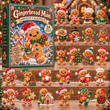Gingerbread Man Advent Calendar 2026 - 24-Day Countdown, Acrylic Charms