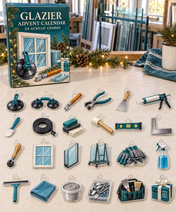Glazier advent calendar with 24 custom-shaped flat acrylic charms and printed dimensional artwork 2026 - 24-Day Countdown, Acrylic Charms