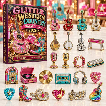 Glitter Western Country Advent Calendar 2026 - 24-Day Countdown, Acrylic Charms