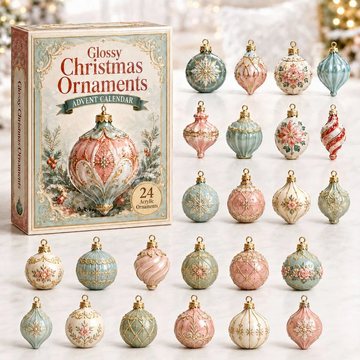 Glossy Chrismast Advent Calendar 2026 - 24-Day Countdown, Acrylic Charms Every Day Bring New Suprises