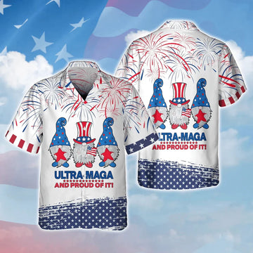 Gnomes Aloha Hawaiian Shirts For Summer, Proud Of American Independence Day Hawaiian Shirt For Men Women, Patriotic Gift For Him Her 4th Of July
