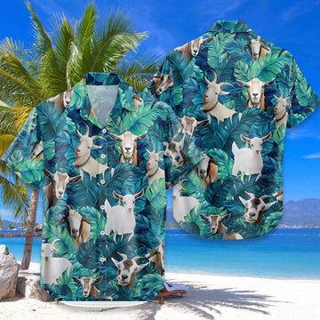 Goat Hawaiian Shirt – Funny Farm Goat Tropical Aloha Button Down