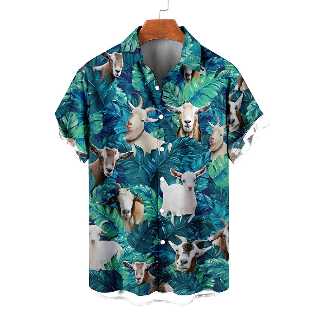 Goat Hawaiian Shirt – Funny Farm Goat Tropical Aloha Button Down