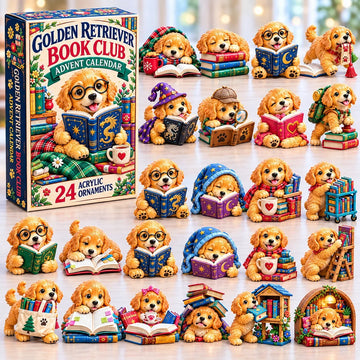 Golden Retriever Book Advent Calendar 2026 - 24-Day Countdown, Acrylic Charms