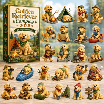 Golden Retriever Camping Advent Calendar 2026 - 24-Day Countdown, Acrylic Charms Every Day Bring New Suprises