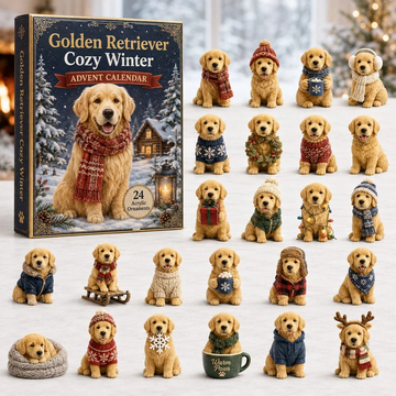 Golden Retriever Cozy Winter Advent Calendar 2026 - 24-Day Countdown, Acrylic Charms Every Day Bring New Suprises