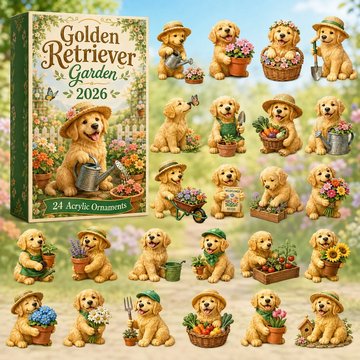 Golden Retriever Garden Advent Calendar 2026 - 24-Day Countdown, Acrylic Charms Every Day Bring New Suprises