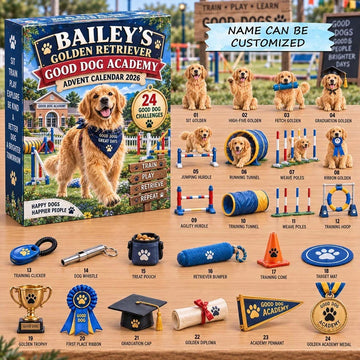Golden Retriever Good Dog Academy Advent Calendar 2026 - 24-Day Countdown, Acrylic Charms