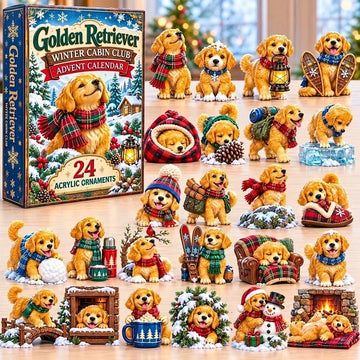 Golden Retriever Winter Advent Calendar 2026 - 24-Day Countdown, Acrylic Charms
