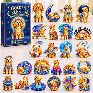 Golden Retriever Zodiac Advent Calendar 2026 - 24-Day Countdown, Acrylic Charms