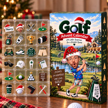 Golf Advent Calendar Personalized Christmas Gift For Golfer Custom Name Photo Keychain 24 Day Gift For Dad Husband Boyfriend Golf Lover