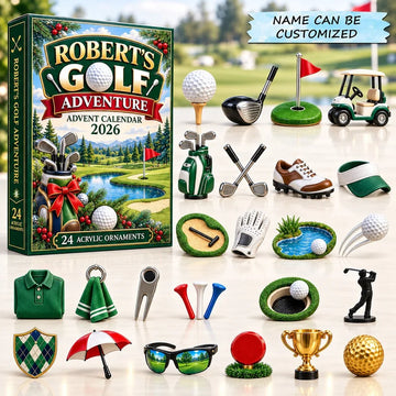 Golf Adventure Advent Calendar 2026 - 24-Day Countdown, Acrylic Charms-