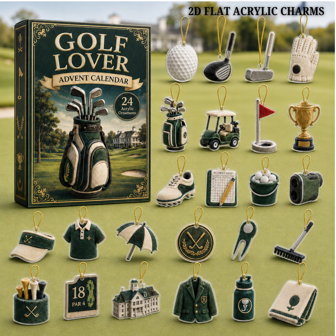 Golf Lover Advent Calendar 2026 24 Day Festive Countdown Acrylic Charms Blind Box Gift For Sports Lovers