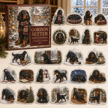 Gordon Setter Winter Advent Calendar 2026 - 24-Day Countdown, Acrylic Charms