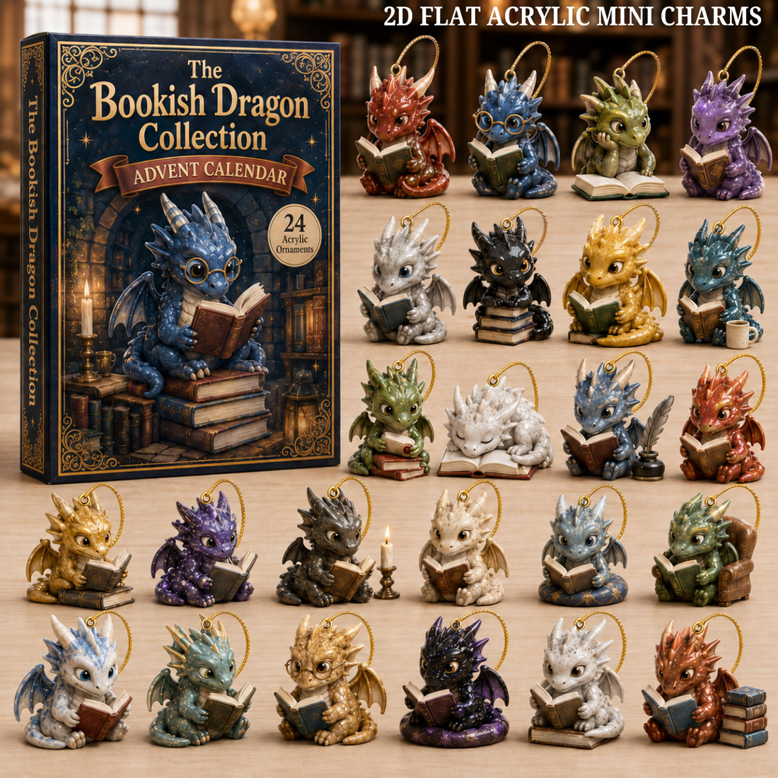 Gothic Dragon Advent Calendar 2026 24 Day Festive Countdown Acrylic Charms Blind Box Gift For Dragon Lovers
