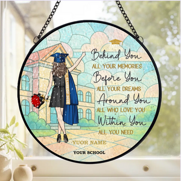 Graduation Gift Behind You All Your Memories Personalized Window Stained Glass Grad Gift For Her