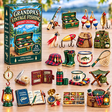 Grandpa Vintage Fishing Collection advent calendar 2026 - 24-Day Countdown, Acrylic Charms