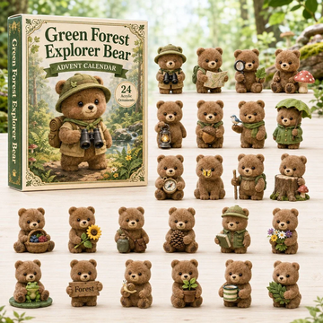 Green Forest Explorer Bear Advent Calendar 2026 - 24-Day Countdown, Acrylic Charms Every Day Bring New Suprises