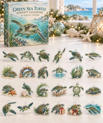 Green Sea Turtle Advent Calendar 2026 - 24-Day Countdown, Acrylic Charms