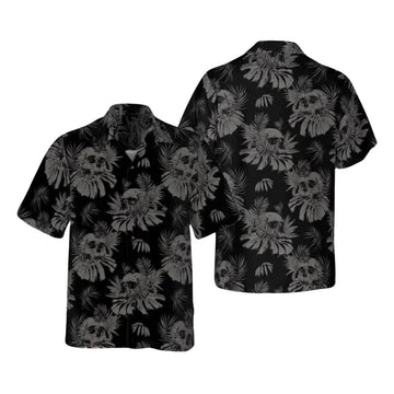 Grey Skull Tropical Hawaiian Shirt For Men Women, Skull Lovers Hawaiian Shirts HE0066