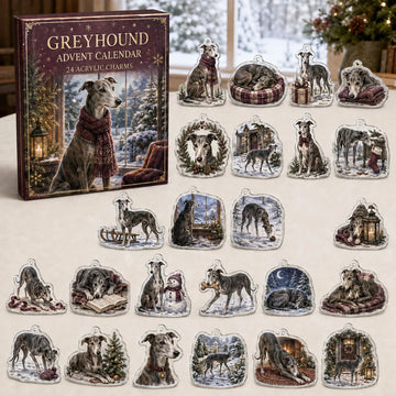 Greyhound Winter Advent Calendar 2026 - 24-Day Countdown, Acrylic Charms