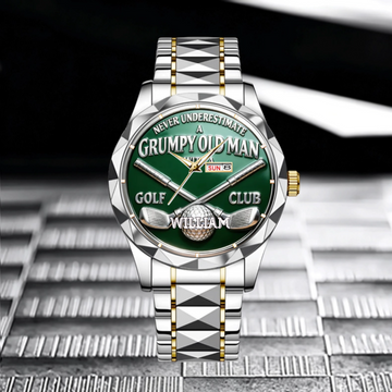 Grumpy Old Man Golf Club Customized Watch - Personalized Name - Gift For Golf Enthusiasts