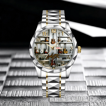 Guitar Display Tower Themed Customized Watch - Personalized Name – Gift For Guitar Lovers