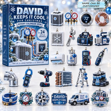 HVAC Cooling Advent Calendar 2026 - 24-Day Countdown, Acrylic Charms