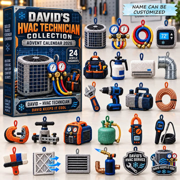 HVAC Technician Advent Calendar 2026 - 24-Day Countdown, Acrylic Charms