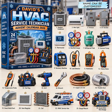 HVAC Technician Advent Calendar 2026 - 24-Day Countdown, Acrylic Charms